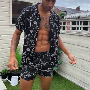 Men'S Summer Printed Casual Suit