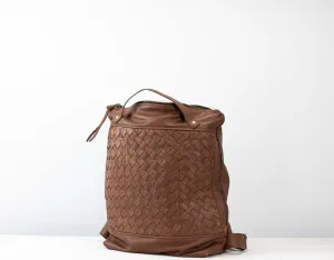 Minos backpack - Chocolate brown hand woven leather