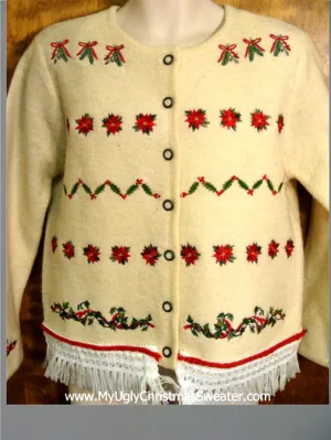 Mistletoe and Poinsettias Ugly Christmas Jumper