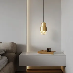 Modern Light Luxury Cylindrical Copper Acrylic LED Pendant Light