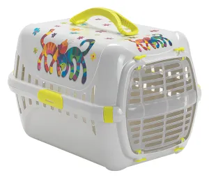 Moderna Trendy Pet Carrier With Plastic Door 'Friends Forever' - Hot Pink