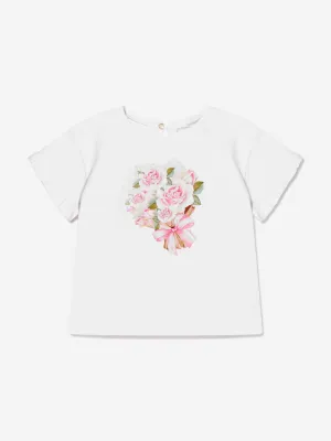 Monnalisa Baby Girls Bouquet T-Shirt in White