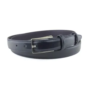 Navy Blue Box Calf Skinny Belt