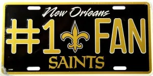 New Orleans Saints #1 Fan NFL Embossed Metal License Plate