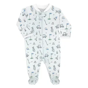 Noomie Golf Boy Zipper Footie in Blue
