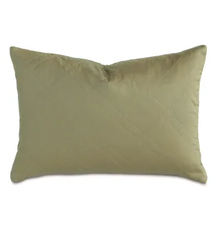 Olive Quilted Sateen Boudoir Pillow Cover 12x18