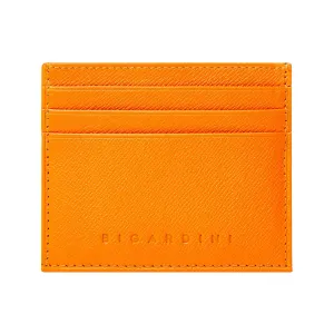 Orange Unisex Saffiano Leather Slim Card Wallet