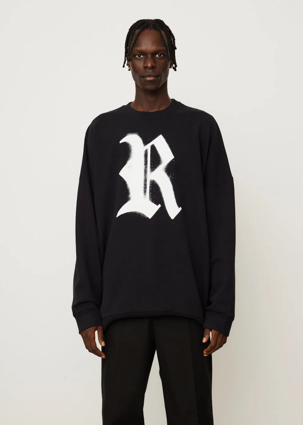 Oversized Crew Neck Sweater With R Print