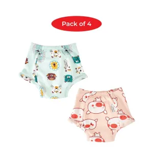 Pack of 4 - Snug Farm Snug Potty Training Pull-up Pants for Babies/ Toddlers/Kids. Reusable Potty Training Underwear for Girls and Boys. 100% Cotton. (Size 1, Fits 1 - 2 years)