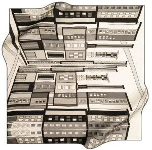 Pierre Cardin Silk Neck Scarf Cityscape No. 11