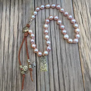 Pink Edison Pearl Boho Necklace