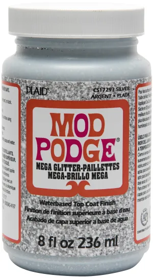 Plaid Mod Podge Mega Glitter Silver 8oz*