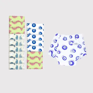 Playtime Trio Size 3 - Snug Potty Training Pull-up Pants Kids 100% Cotton (Fits 3-4 years) - Pack of 18