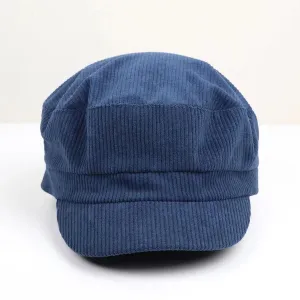 POM Blue Baker Boy Corduroy Hat