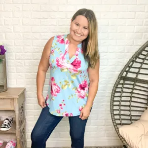 "Balance" Floral Split Neck Tank