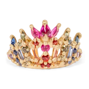 Rainbow Star Bright Short Lace Petal Ring - Size 7 - 11417