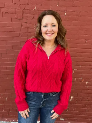 Red Cable Knit Sweater