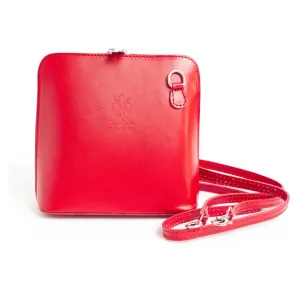 Red Mini Structured Italian Leather Crossbody Bag