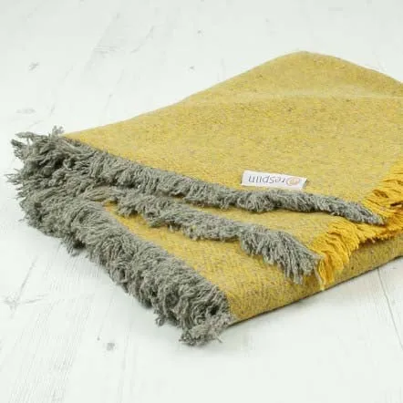 ReSpiin Saffron Zig Zag Wool Throw With Fringe