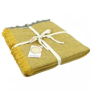 ReSpiin Saffron Zig Zag Wool Throw With Fringe