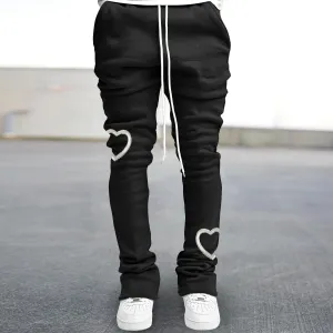 Retro casual printed street straight trousers