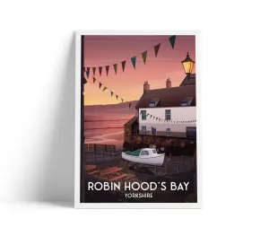 Robin Hood's Bay Harbour Travel Poster | UK Travel Poster