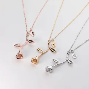 Rose Gold Initial Necklace - Rose Gold Letter Necklace, Personalized Initial Pendant by Cushy Pups