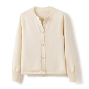 Round Neck Women's Loose Thickened Knitted Sweater Cashmere Cardigan