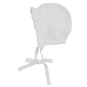 Ruffle Knit Bonnet - White