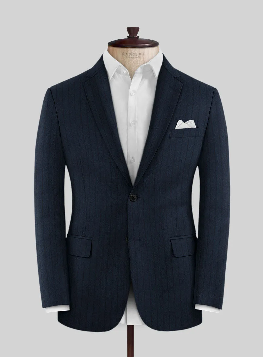 Scabal Sapphire Chalkstripe Blue Wool Jacket