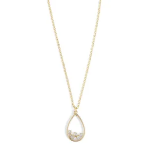 Scattered Stone Teardrop Necklace - Gold