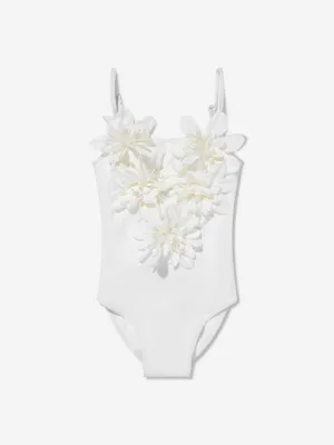 Selini Action Girls Flower Swimsuit in White