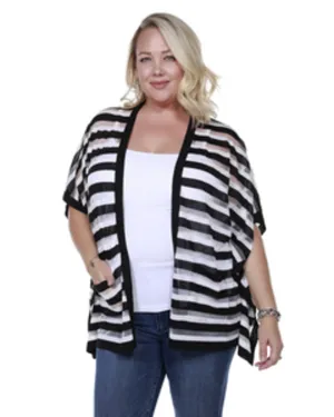 Sheer Striped Cardigan | BLACK/WHITE