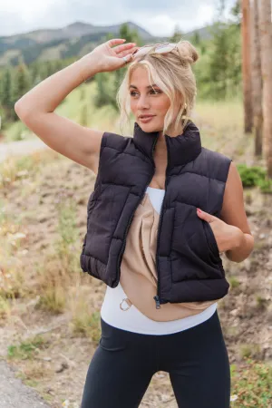 Sights To See Black Cropped Puffer Vest SALE