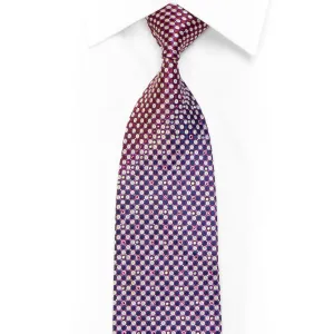 Silver Blue Geometric Dota On Burgundy Rhinestone Tie With Purple Sparkles
