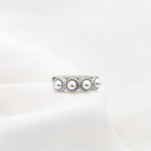 Silver Pearl Hoop