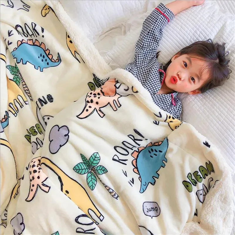 SINOTAO  -  4 Sizes Winter Warm Baby Berber Fleece Blankets Sofa Sleeping Blanket Thickened Warm Plush Coral Fleece Baby Bed Sleeping Quilt