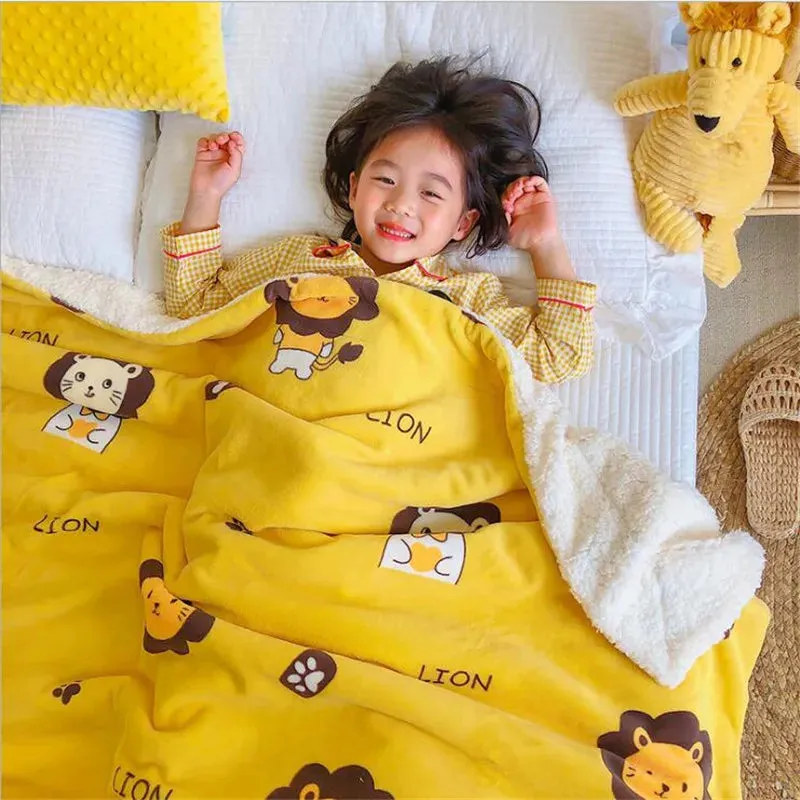 SINOTAO  -  4 Sizes Winter Warm Baby Berber Fleece Blankets Sofa Sleeping Blanket Thickened Warm Plush Coral Fleece Baby Bed Sleeping Quilt