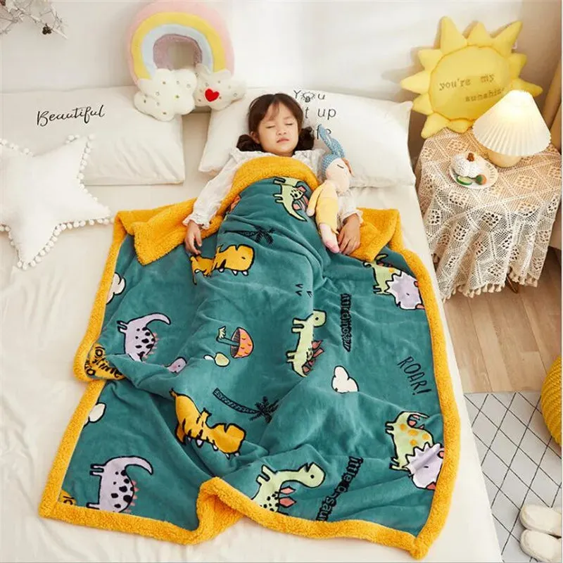 SINOTAO  -  4 Sizes Winter Warm Baby Berber Fleece Blankets Sofa Sleeping Blanket Thickened Warm Plush Coral Fleece Baby Bed Sleeping Quilt