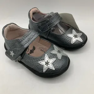 Size 5: Pediped Grip-n-Go Starlight/ PEWTER Mary Jane Velcro Shoes NEW