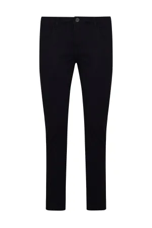 Slim Fit Cotton Navy Low Waist Casual Pants