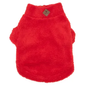Solid Quarter Zip Fleece Pullover Dog Coat Red