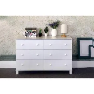 Spacious Dresser With Six Storage Drawers On Metal Glides