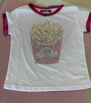 Sparkle By Stoopher Girls S/S Crystalized French Fries Tee