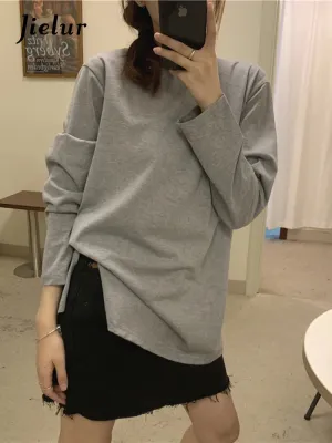 Spring Autumn Style White T-shirt Simple Base Women Tops Harajuku Casual Long Sleeve Clothes Couple Streetwear Female