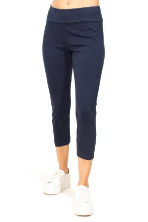 Stonewashed Denim Knit Capri