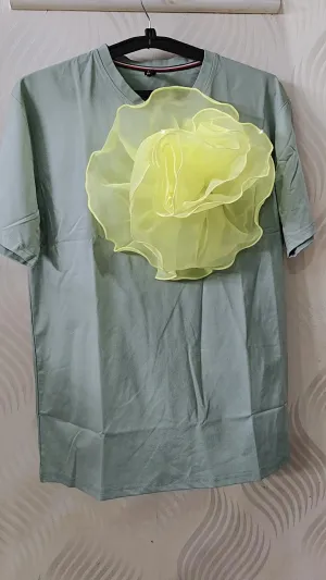 Summer cotton organza flower top