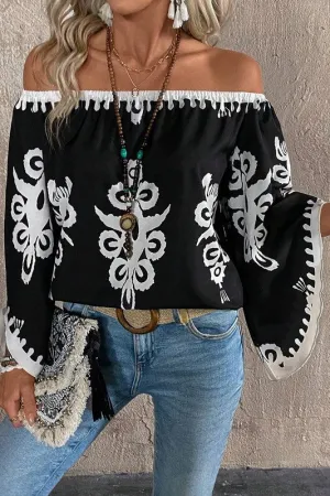 Take The Day Off Black Off Shoulder Top