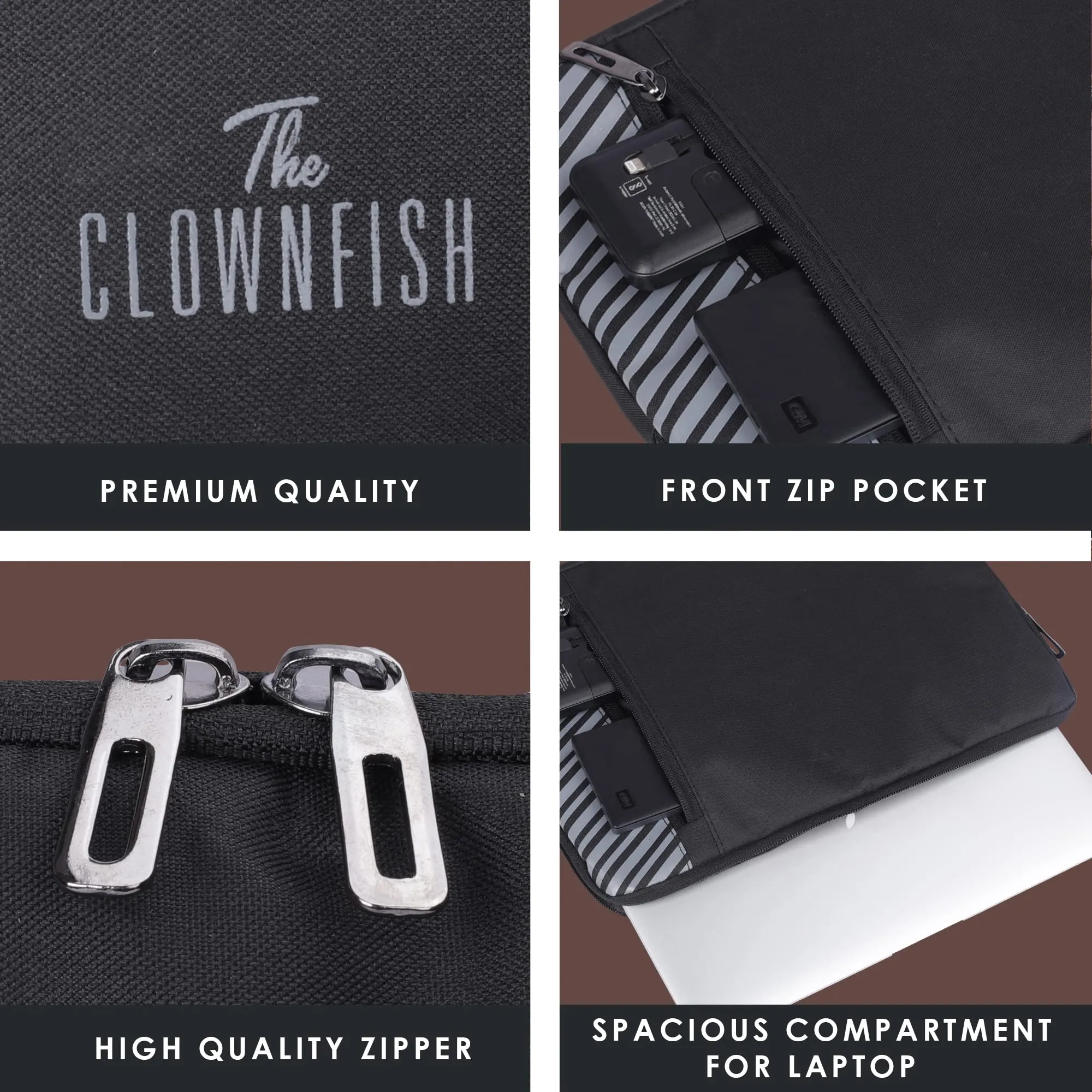 The Clownfish Algo Series Polyester Unisex 13 inch Laptop Sleeve Tablet Case (Black)