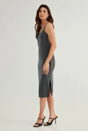 The Foundation Cami: Midi Dress - Flow Cupro - Ink